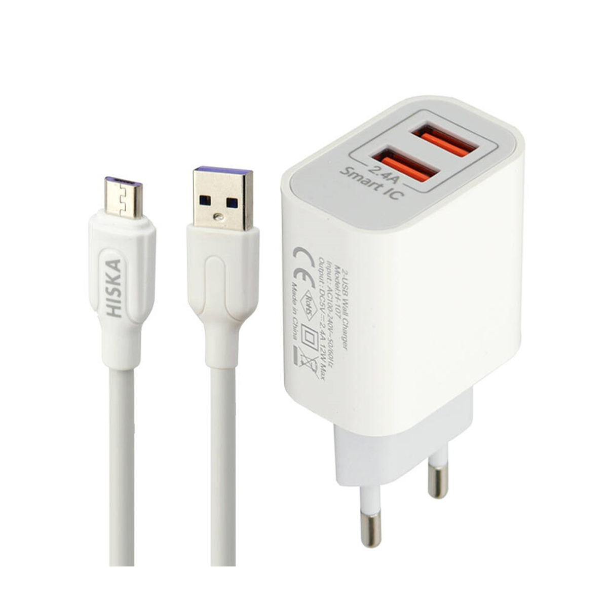 شارژر دیواری هیسکا مدل H107 به همراه کابل تبدیل Micro USB شارژر دیواری هیسکا مدل H107 به همراه کابل تبدیل Micro USB