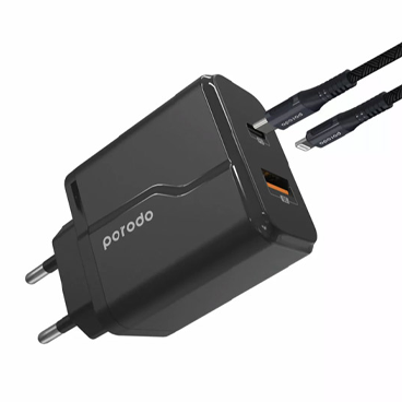 شارژر دیواری پرودو مدل PD-18PDEUL به همراه کابل تبدیل USB-C به Lightning شارژر دیواری پرودو مدل PD-18PDEUL به همراه کابل تبدیل USB-C به Lightning