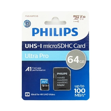 کارت حافظه MicroSDHC فیلیپس مدل Ultra Pro کلاس 10 سرعت 100MBps ظرفیت 64 گیگابایت به همراه آداپتور کارت حافظه MicroSDHC فیلیپس مدل Ultra Pro کلاس 10 سرعت 100MBps ظرفیت 64 گیگابایت به همراه آداپتور
