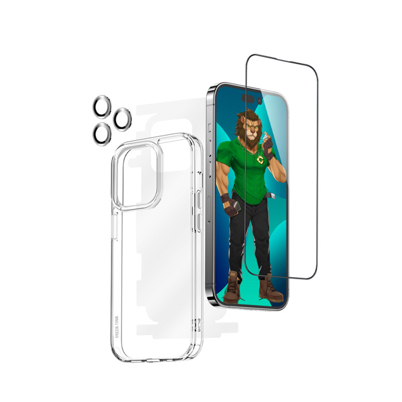 گلس گوشی اپل آیفون 14 پرو مکس مدل protection pack hd به همراه کاور و محافظ لنز گوشی گلس گوشی اپل آیفون 14 پرو مکس مدل protection pack hd به همراه کاور و محافظ لنز گوشی