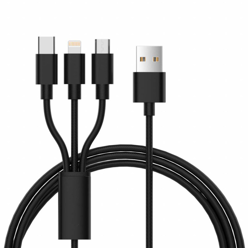 کابل تبدیل USB به microUSB/لایتنینگ/USB-C کاجیتل مدل 3in1 طول 1.2 متر کابل تبدیل USB به microUSB/لایتنینگ/USB-C کاجیتل مدل 3in1 طول 1.2 متر