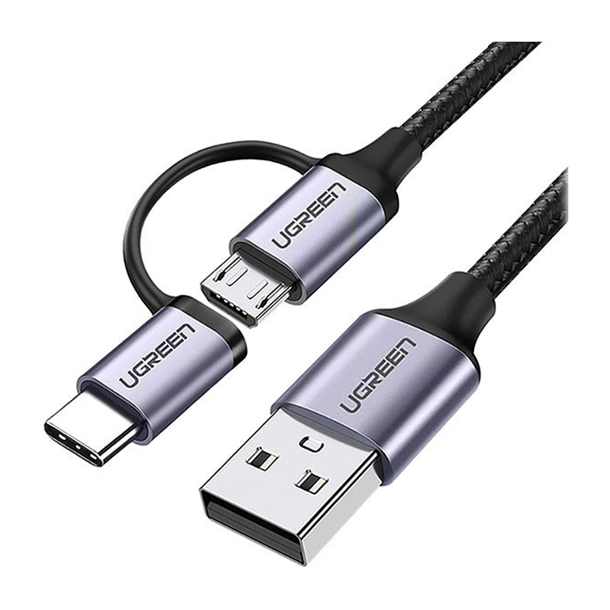 کابل USB به USB-C و Micro USB یوگرین US177 مدل 30875 طول 1 متر کابل USB به USB-C و Micro USB یوگرین US177 مدل 30875 طول 1 متر