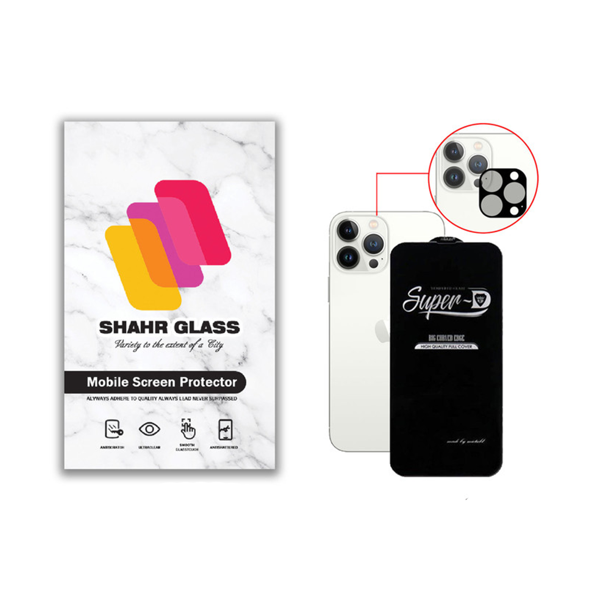 گلس گوشی اپل iPhone 13 Pro Max شهر گلس مدل 2SFA به همراه محافظ لنز دوربین گلس گوشی اپل iPhone 13 Pro Max شهر گلس مدل 2SFA به همراه محافظ لنز دوربین
