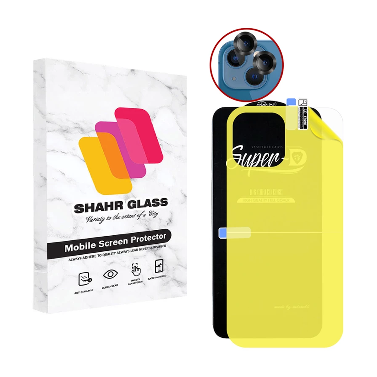 گلس گوشی اپل iPhone 13 شهر گلس مدل 2SNR به همراه محافظ پشت گوشی و لنز دوربین گلس گوشی اپل iPhone 13 شهر گلس مدل 2SNR به همراه محافظ پشت گوشی و لنز دوربین