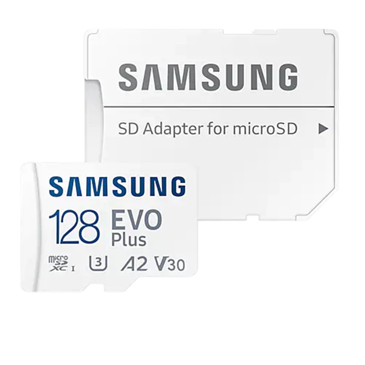 کارت حافظه microSDXC سامسونگ مدل Evo Plus A2 V30 کلاس 10 ظرفیت 128 گیگابایت به همراه آداپتور SD کارت حافظه microSDXC سامسونگ مدل Evo Plus A2 V30 کلاس 10 ظرفیت 128 گیگابایت به همراه آداپتور SD