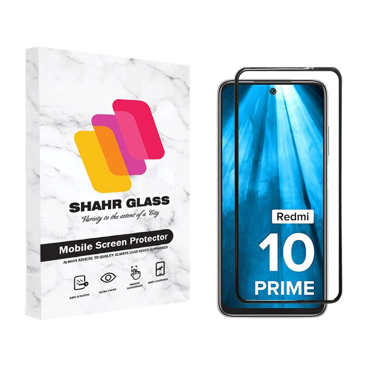 گلس گوشی شیائومی Redmi 10 Prime شهر گلس مدل WEVA گلس گوشی شیائومی Redmi 10 Prime شهر گلس مدل WEVA