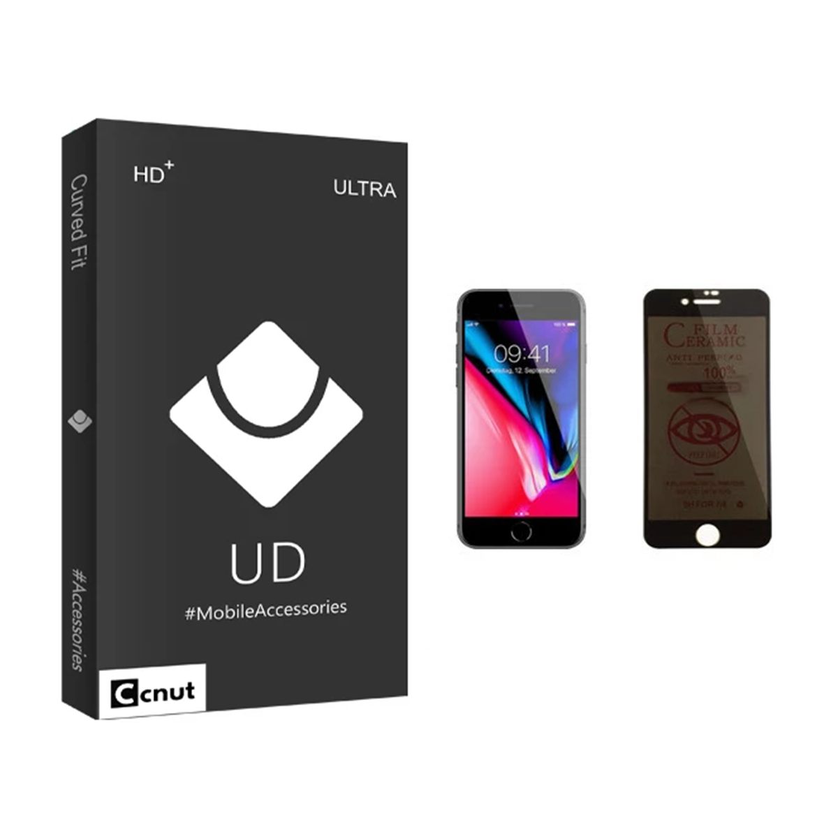 گلس گوشی پرایوسی اپل iPhone 8 کوکونات مدل UD Black گلس گوشی پرایوسی اپل iPhone 8 کوکونات مدل UD Black