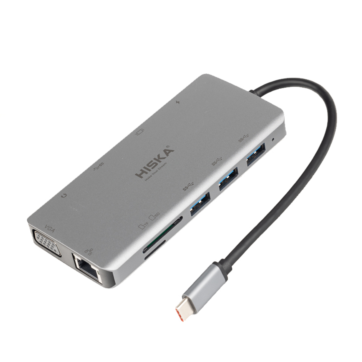 هاب USB-C هیسکا 11 پورت مدل HR-55 هاب USB-C هیسکا 11 پورت مدل HR-55