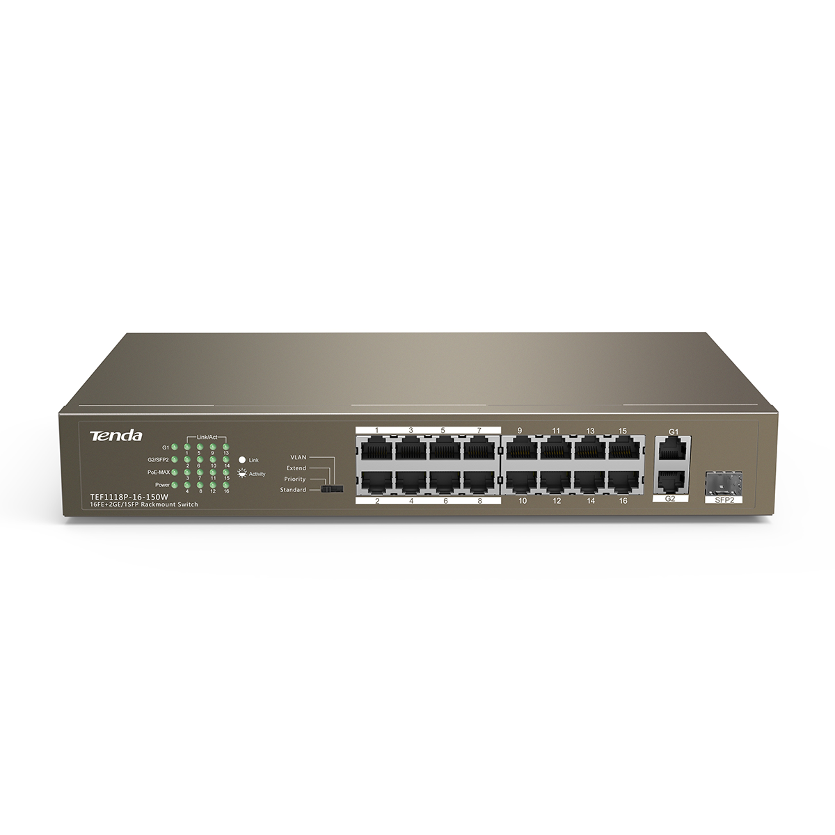 سوئیچ شبکه 16 پورت تندا مدل TEF1118p-16-150w سوئیچ شبکه 16 پورت تندا مدل TEF1118p-16-150w