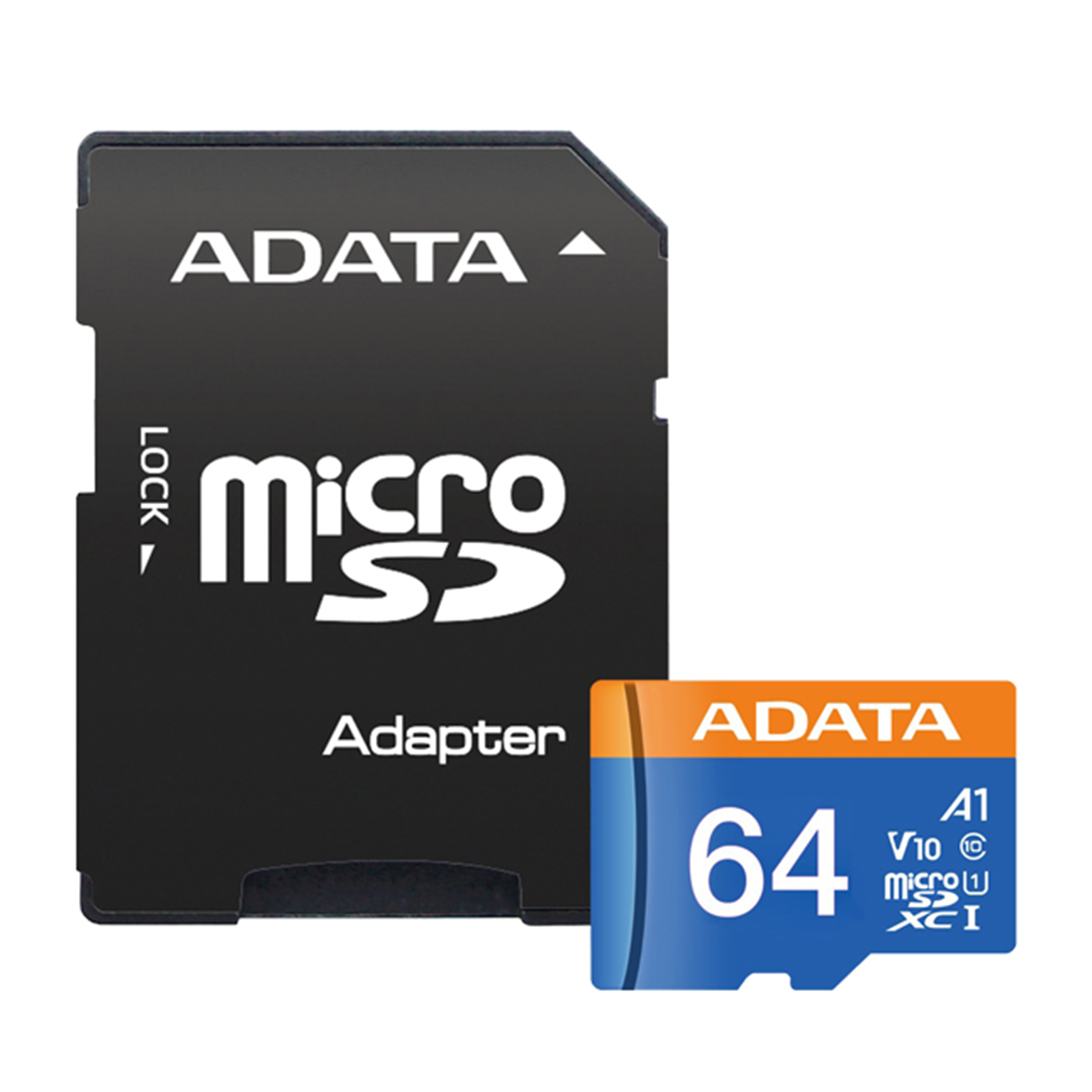 کارت حافظه microSDXC ای دیتا مدل Premier V10 A1 کلاس 10 استاندارد UHS-I سرعت 100MBps ظرفیت 64 گیگابایت به همراه آداپتور کارت حافظه microSDXC ای دیتا مدل Premier V10 A1 کلاس 10 استاندارد UHS-I سرعت 100MBps ظرفیت 64 گیگابایت به همراه آداپتور