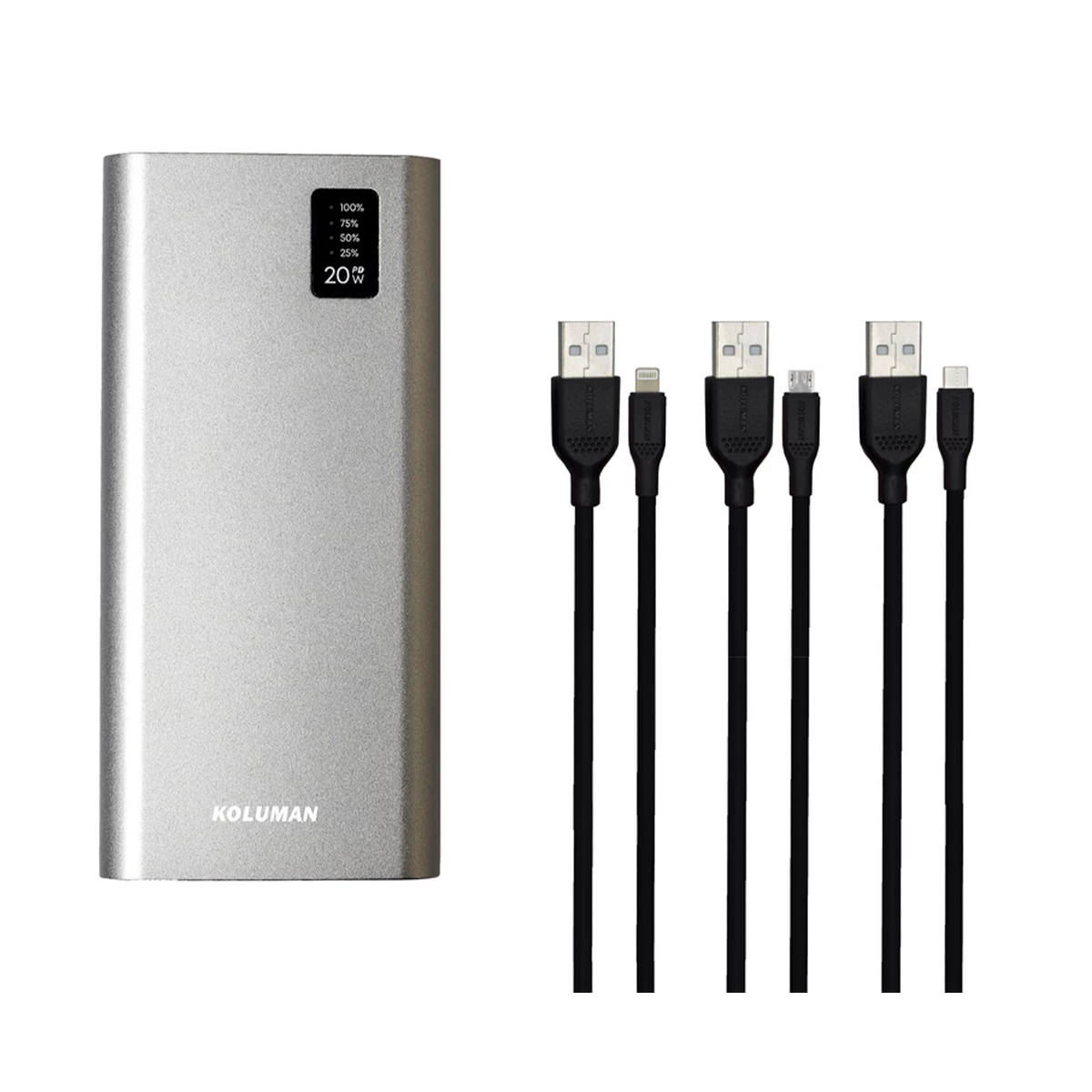 پاوربانک کلومن مدل KP-016 ظرفیت 20000 میلی آمپر ساعت به همراه کابل لایتنینگ - MICROUSB - USB-C پاوربانک کلومن مدل KP-016 ظرفیت 20000 میلی آمپر ساعت به همراه کابل لایتنینگ - MICROUSB - USB-C