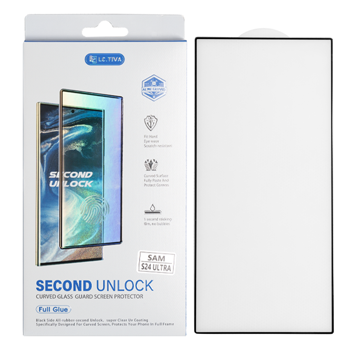 گلس گوشی سامسونگ Galaxy S24 ULTRA ال سی تیوا مدل Second Unlock فول چسب گلس گوشی سامسونگ Galaxy S24 ULTRA ال سی تیوا مدل Second Unlock فول چسب
