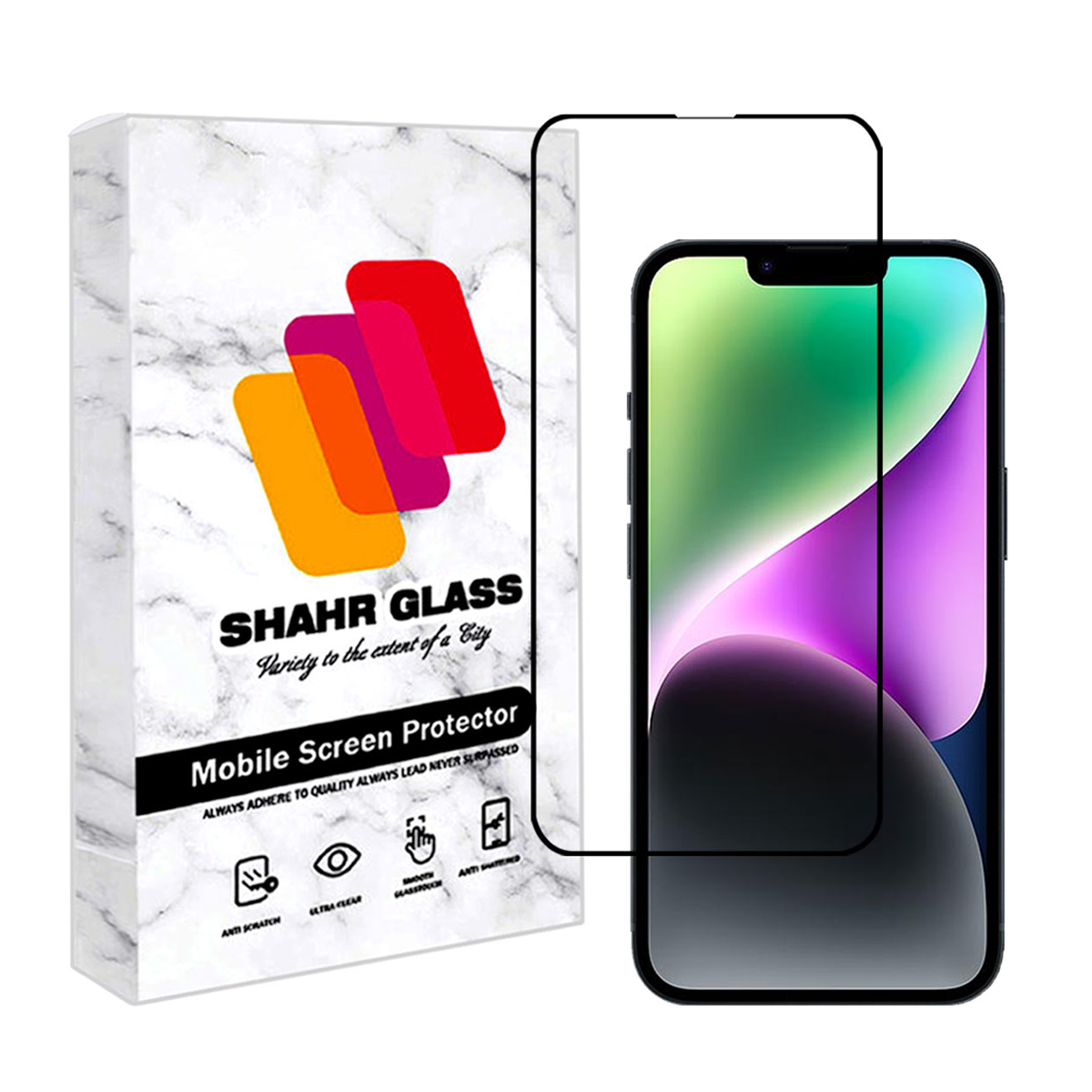 گلس گوشی اپل iPhone 14 شهر گلس مدل FULPLUSSH گلس گوشی اپل iPhone 14 شهر گلس مدل FULPLUSSH