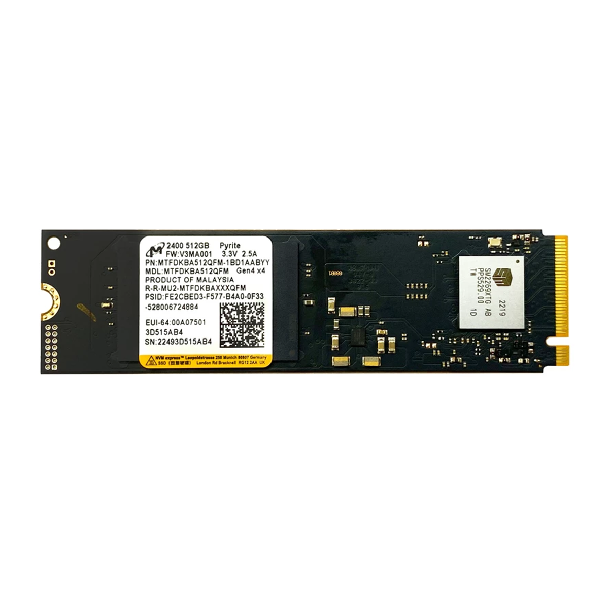 هارد اس اس دی اینترنال میکرون مدل 2400 Gen4x4 NVMe ظرفیت 512 گیگابایت