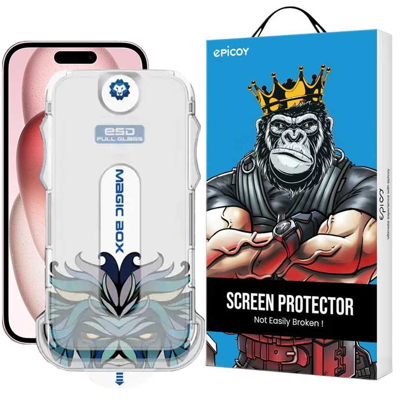 محافظ صفحه نمایش اپیکوی مدل Lion ESD Easy Install مناسب برای گوشی موبایل اپل iPhone 15 به همراه کیت نصب محافظ صفحه نمایش اپیکوی مدل Lion ESD Easy Install مناسب برای گوشی موبایل اپل iPhone 15 به همراه کیت نصب