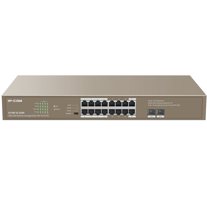 سوئیچ شبکه 16 پورت آی پی کام مدل G1118P-16-250W سوئیچ شبکه 16 پورت آی پی کام مدل G1118P-16-250W
