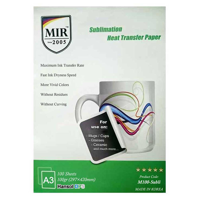 کاغذ سابلیمیشن میر مدل 100 گرمی سایز A3 بسته 100 عددی کاغذ سابلیمیشن میر مدل 100 گرمی سایز A3 بسته 100 عددی