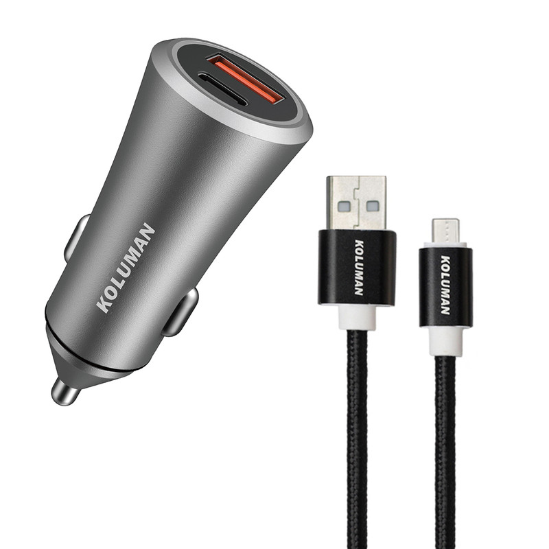 شارژر فندکی کلومن مدل KC - C03 به همراه کابل MICROUSB شارژر فندکی کلومن مدل KC - C03 به همراه کابل MICROUSB