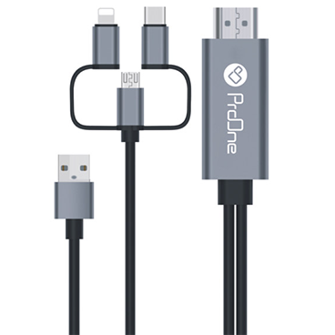 کابل میکرو یو اس بی / لایتنینگ / تایپ سی به HDMI پرووان مدل PCH70 - طول 1.8 متر کابل میکرو یو اس بی / لایتنینگ / تایپ سی به HDMI پرووان مدل PCH70 - طول 1.8 متر