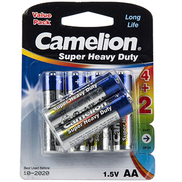 باتری قلمی کملیون مدل Super Heavy Duty بسته 6 عددی باتری قلمی کملیون مدل Super Heavy Duty بسته 6 عددی