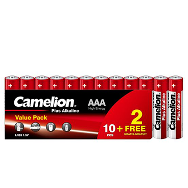 باتری نیم قلمی کملیون مدل شیرینگ Plus Alkaline بسته 12 عددی باتری نیم قلمی کملیون مدل شیرینگ Plus Alkaline بسته 12 عددی