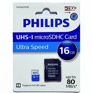 کارت حافظه microSDHC فیلیپس مدل Ultra Speed کلاس 10 استاندارد UHS-I U1 سرعت 80MBps ظرفیت 16 گیگابایت به همراه آداپتور کارت حافظه microSDHC فیلیپس مدل Ultra Speed کلاس 10 استاندارد UHS-I U1 سرعت 80MBps ظرفیت 16 گیگابایت به همراه آداپتور