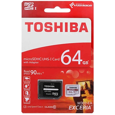 کارت حافظه microSDHC توشیبا مدل EXCERIA M302-EA کلاس 10 استاندارد UHS-I U1 سرعت 90MBps ظرفیت 64 گیگابایت به همراه آداپتور کارت حافظه microSDHC توشیبا مدل EXCERIA M302-EA کلاس 10 استاندارد UHS-I U1 سرعت 90MBps ظرفیت 64 گیگابایت به همراه آداپتور