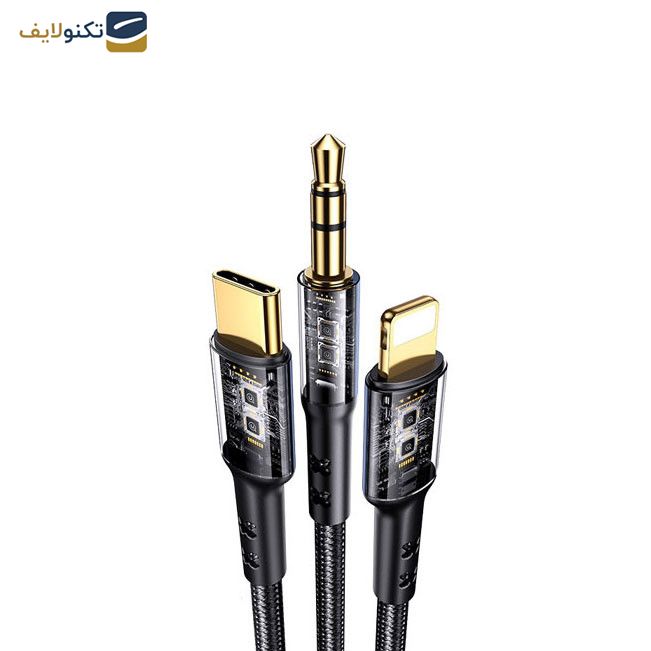 کابل تبدیل لایتنینگ / usb-c / AUX به AUX یوسمز مدل US-SJ556 طول 1.2 متر کابل تبدیل لایتنینگ / usb-c / AUX به AUX یوسمز مدل US-SJ556 طول 1.2 متر