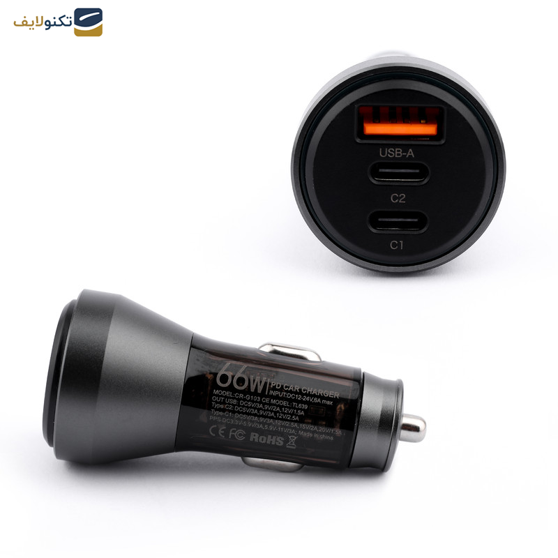 شارژر فندکی 66 وات کربی مدل CR-G103 شارژر فندکی 66 وات کربی مدل CR-G103