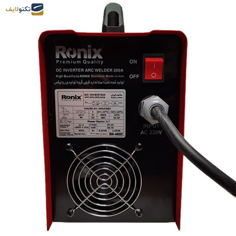 اینورتر جوشکاری 200 آمپر رونیکس مدل RON-4602 اینورتر جوشکاری 200 آمپر رونیکس مدل RON-4602