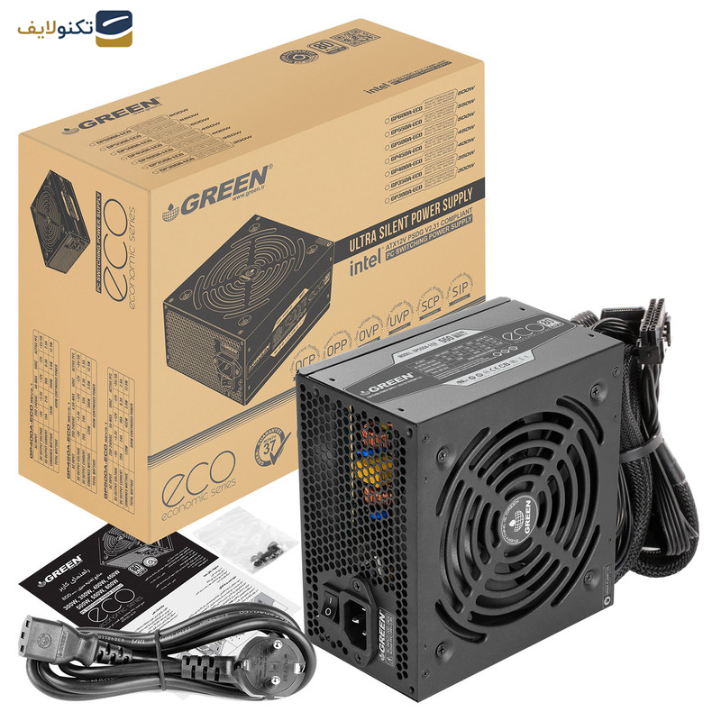 منبع تغذیه کامپیوتر گرین مدل GP550A-ECO Rev3.1 منبع تغذیه کامپیوتر گرین مدل GP550A-ECO Rev3.1