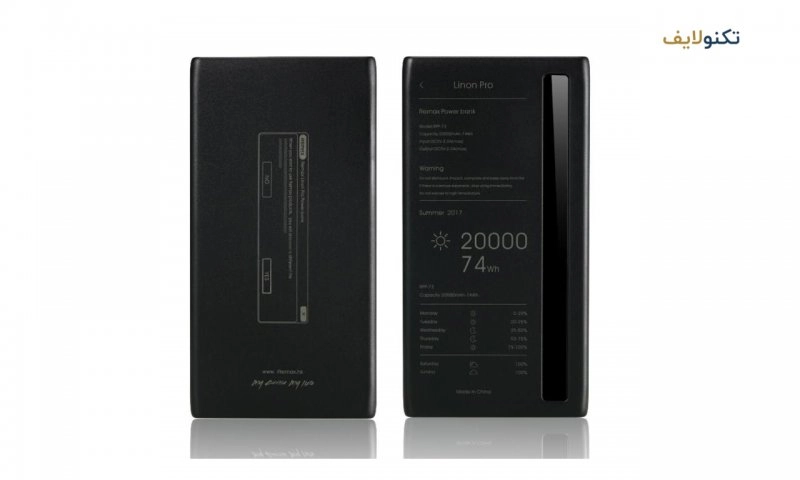 پاور بانک ریمکس مدل RPP-73 Linon Pro با ظرفیت 20000 میلی آمپر ساعت