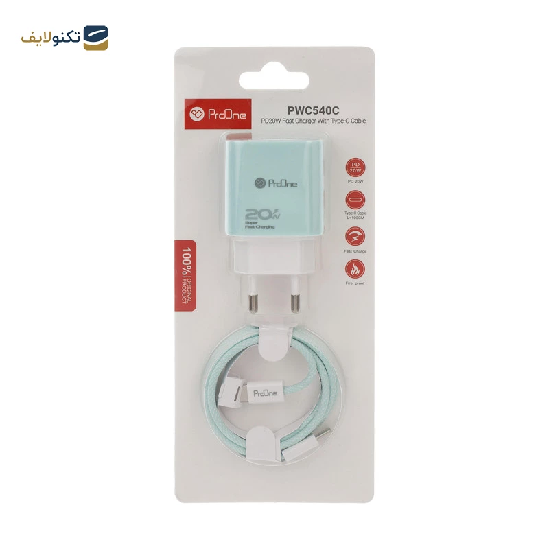 شارژر دیواری 20 وات پرووان مدل PWC540C به همراه کابل تبدیل usb-c شارژر دیواری 20 وات پرووان مدل PWC540C به همراه کابل تبدیل usb-c