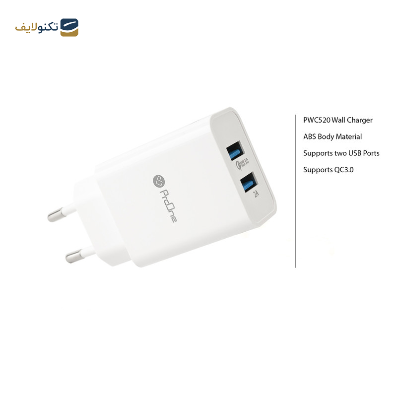 شارژر دیواری پرووان مدل PWC520 به همراه کابل تبدیل microusb شارژر دیواری پرووان مدل PWC520 به همراه کابل تبدیل microusb