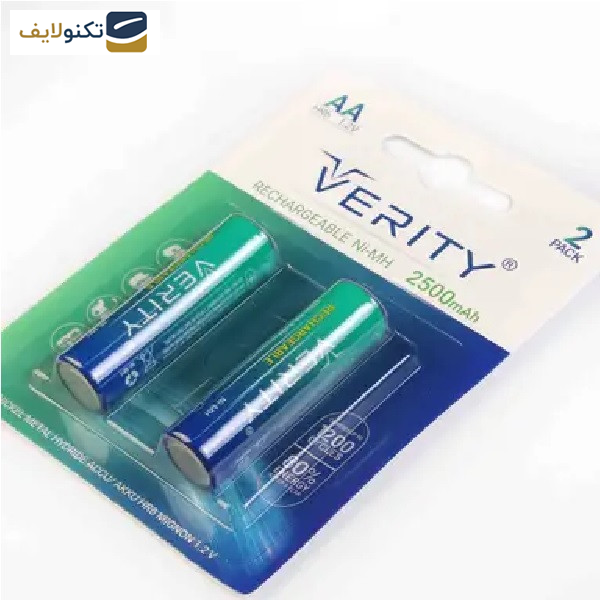 باتری قلمی قابل شارژ وریتی مدل HR6 ظرفیت 2500 میلی آمپر ساعت بسته دو عددی باتری قلمی قابل شارژ وریتی مدل HR6 ظرفیت 2500 میلی آمپر ساعت بسته دو عددی