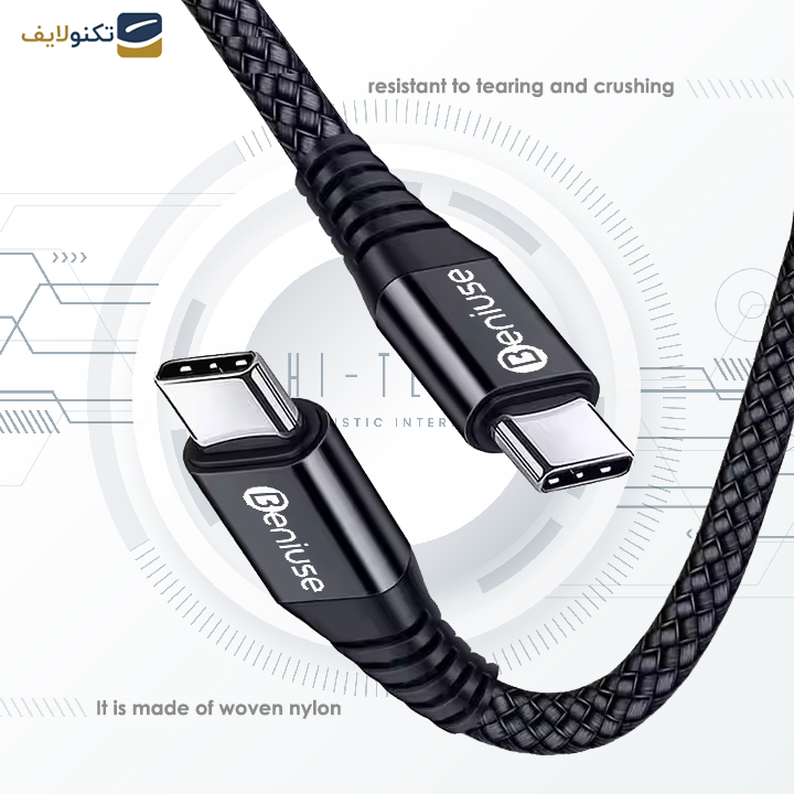 کابل USB-C بنیوس مدل BE-CA01 طول 1.2متر کابل USB-C بنیوس مدل BE-CA01 طول 1.2متر