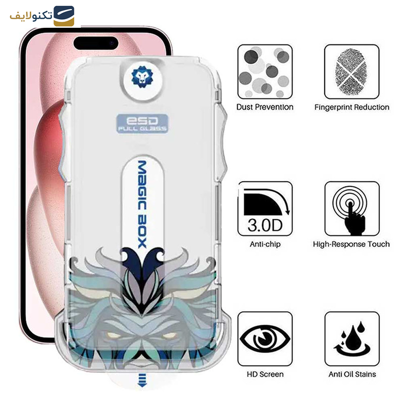 محافظ صفحه نمایش اپیکوی مدل Lion ESD Easy Install مناسب برای گوشی موبایل اپل iPhone 15 به همراه کیت نصب محافظ صفحه نمایش اپیکوی مدل Lion ESD Easy Install مناسب برای گوشی موبایل اپل iPhone 15 به همراه کیت نصب