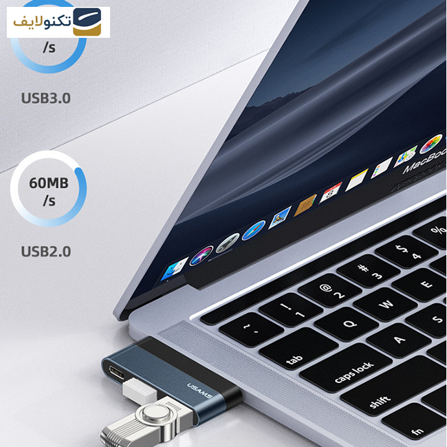 هاب 3 پورت USB-C یوسمز مدل US-SJ490 هاب 3 پورت USB-C یوسمز مدل US-SJ490