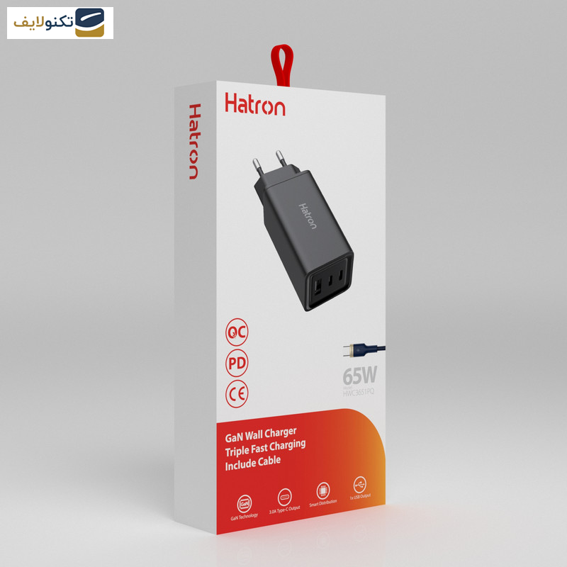 شارژر دیواری 65 وات هترون مدل HWC 3651 PQ GaN شارژر دیواری 65 وات هترون مدل HWC 3651 PQ GaN