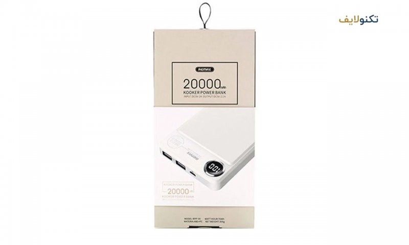 پاوربانک ریمکس مدل Kooker RPP-59 با ظرفیت 20000 میلی آمپر ساعت