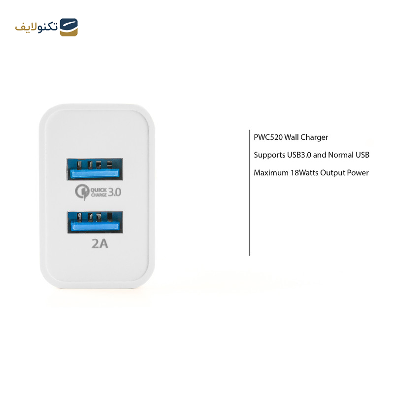 شارژر دیواری پرووان مدل PWC520 به همراه کابل تبدیل microusb شارژر دیواری پرووان مدل PWC520 به همراه کابل تبدیل microusb