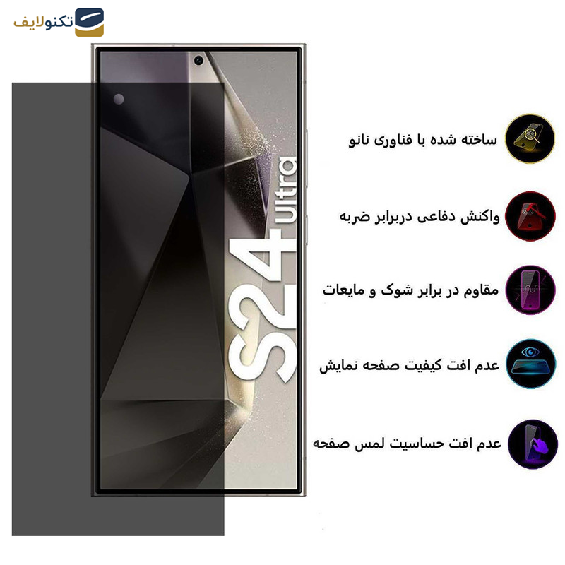 محافظ صفحه نمایش حریم شخصی بوف مدل Silicone-Privacy-G مناسب برای گوشی موبایل سامسونگ Galaxy S24 Ultra محافظ صفحه نمایش حریم شخصی بوف مدل Silicone-Privacy-G مناسب برای گوشی موبایل سامسونگ Galaxy S24 Ultra