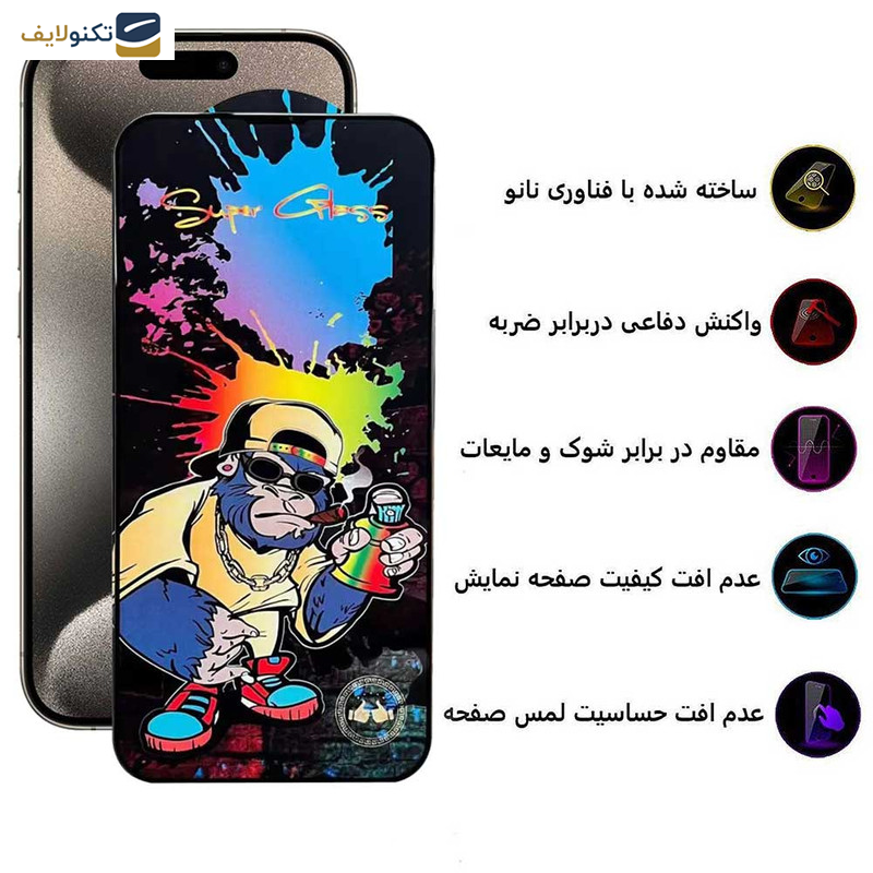 محافظ صفحه نمایش اپیکوی مدل Gang-Monkey مناسب برای گوشی موبایل اپل iPhone 15 Pro Max محافظ صفحه نمایش اپیکوی مدل Gang-Monkey مناسب برای گوشی موبایل اپل iPhone 15 Pro Max