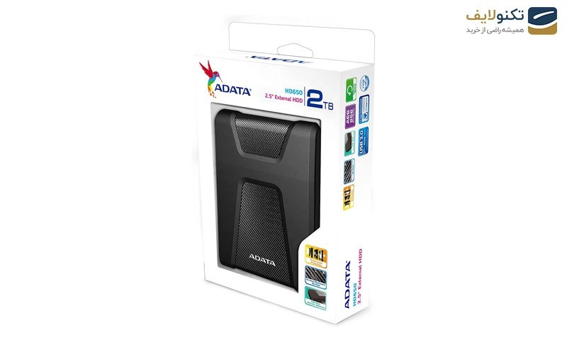 هارد اکسترنال ای دیتا مدل دش‌درایو دیوربل HD650 ظرفیت 2 ترابایت