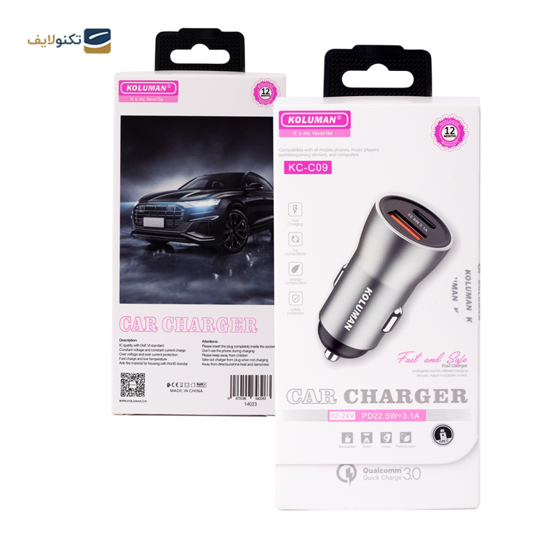 gallery- شارژر فندکی کلومن مدل KC-C01 به همراه کابل تبدیل USB - C copy.png gallery- شارژر فندکی کلومن مدل KC-C01 به همراه کابل تبدیل USB - C copy.png
