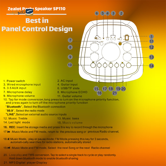 gallery- اسپیکر بلوتوثی خانگی زیلوت مدل SP110-gallery-3-TLP-6275_d911af29-f3d6-4e0e-ba77-12059b02dce4.png