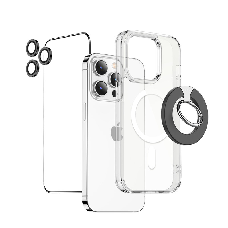 محافظ صفحه نمایش لنز و کاور و پایه نگهدارنده گوشی اپل iphone 14 pro max گرین مدل protection pack