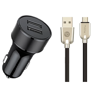 پک شارژر فندکی پرووان PCG13 و کابل میکرو USB مدل PCC135 -small-image