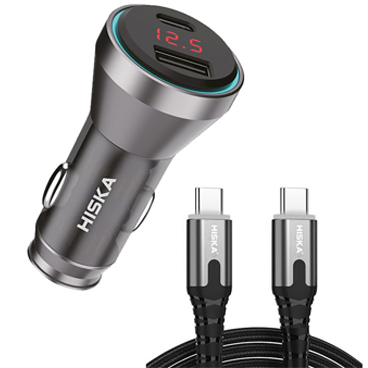 شارژر فندکی هیسکا مدل HCC-319 به همراه کابل تبدیل USB-C-small-image
