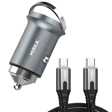 شارژر فندکی هیسکا مدل HCC-306 به همراه کابل تبدیل USB-C-small-image